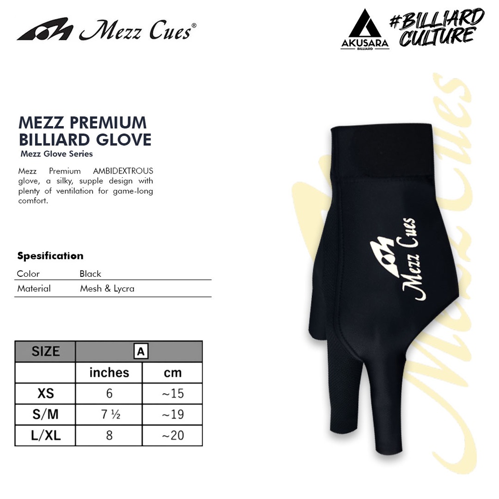 Glove Mezz Billiard Original - Black S/M