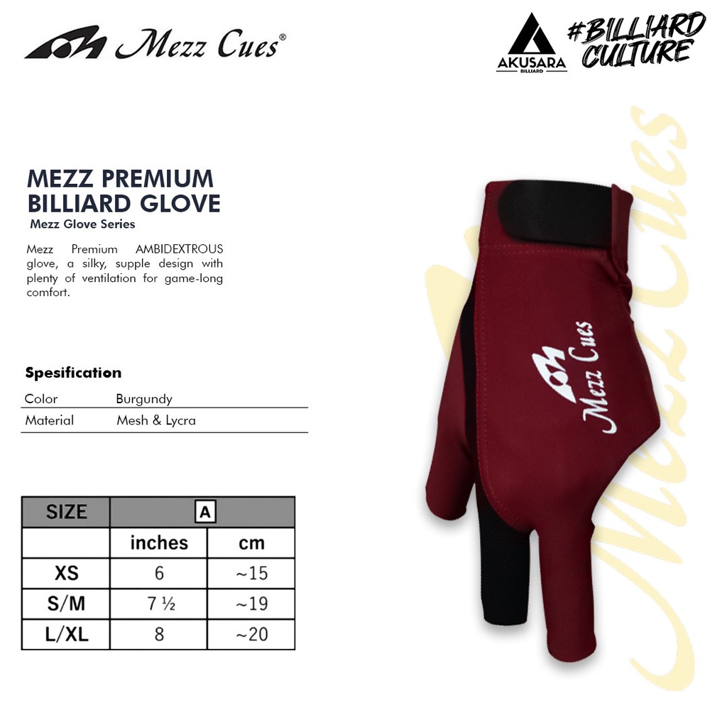 Glove Mezz Billiard Original - Burgundy S/M
