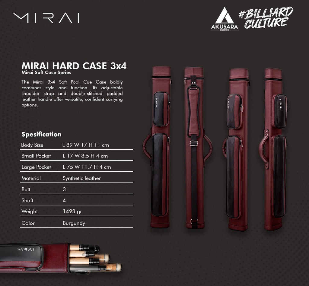 HARD CASE MIRAI 3X4 BURGUNDY