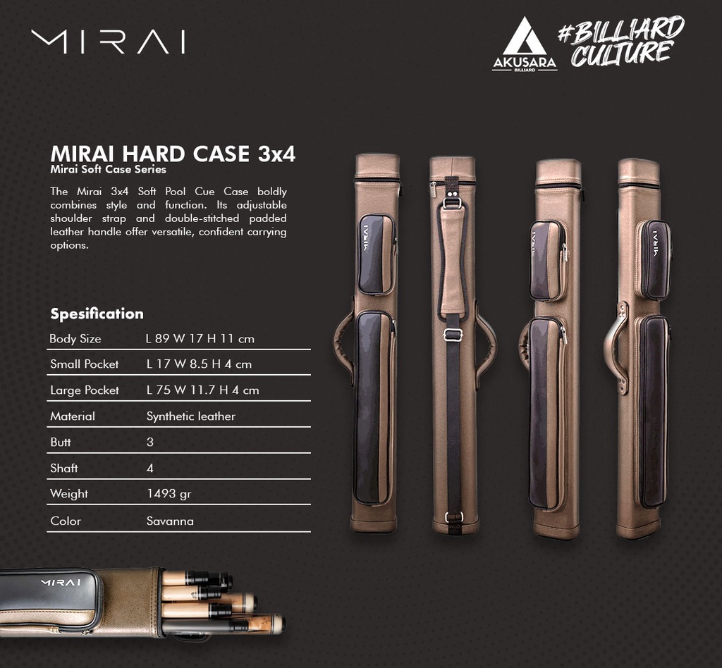 Mirai Cue Case 3x4 - Savanna