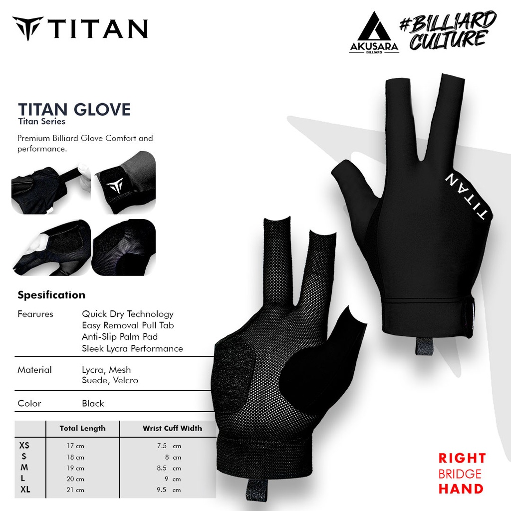 GLOVE TITAN ESSENTIAL BLACK - KIDAL, XS